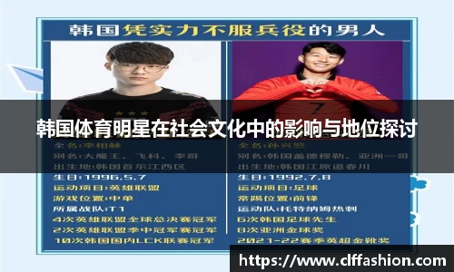 韩国体育明星在社会文化中的影响与地位探讨